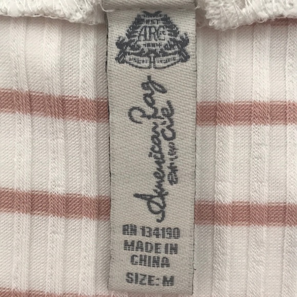 American Rag Crop Short Sleeve Top Mauve/White M - Picture 6 of 6